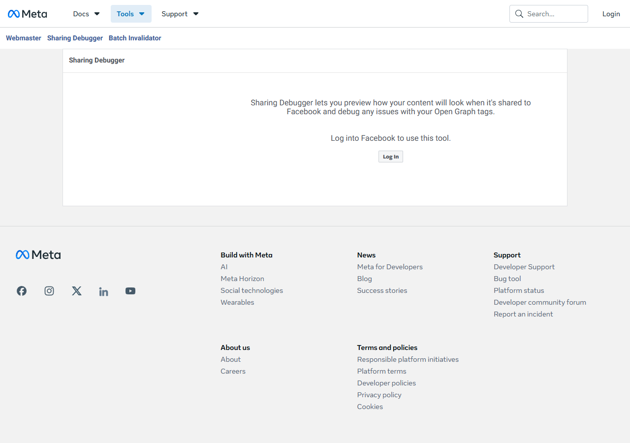 Facebook Sharing Debugger tool