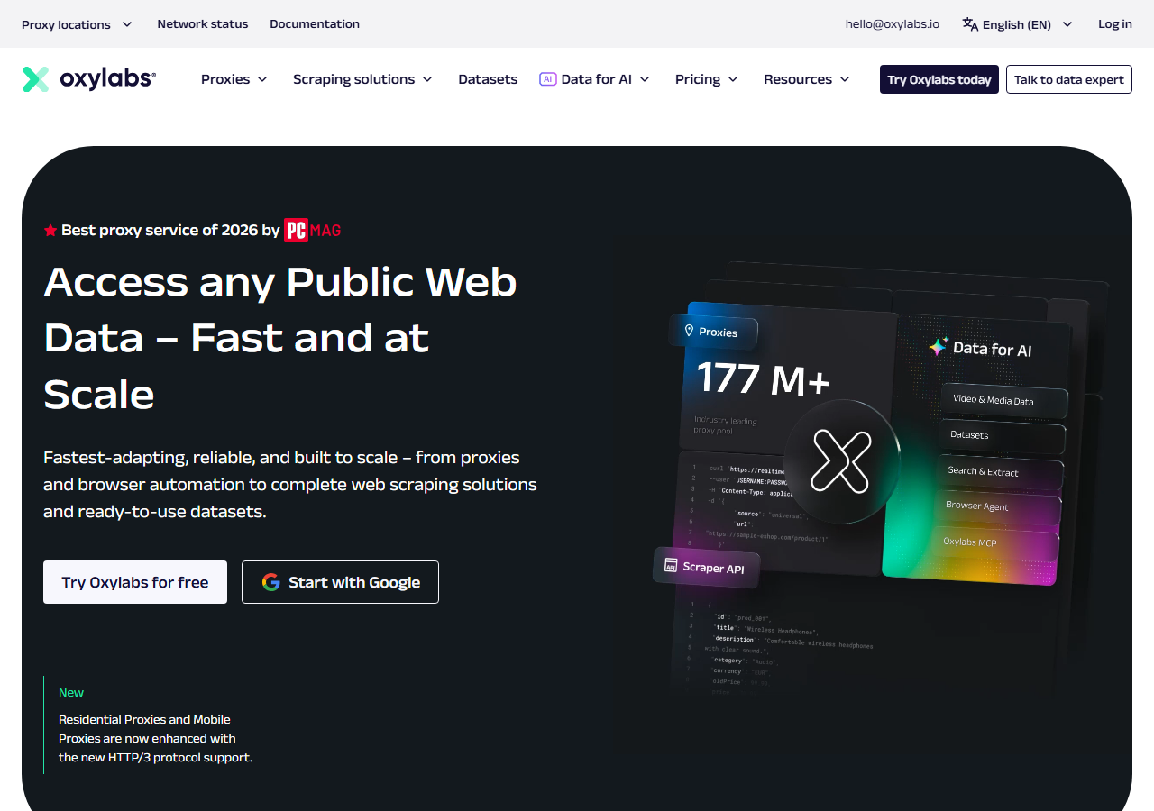 Oxylabs homepage